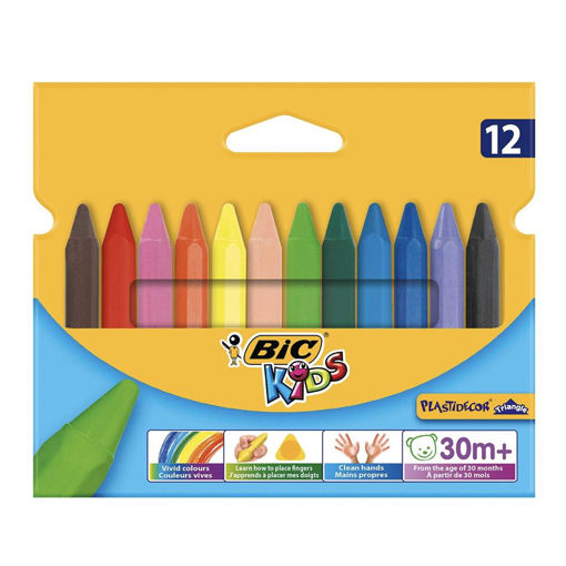 Picture of BIC KID TRIANGULAR JUMBO PLASTIC CRAYONS X12